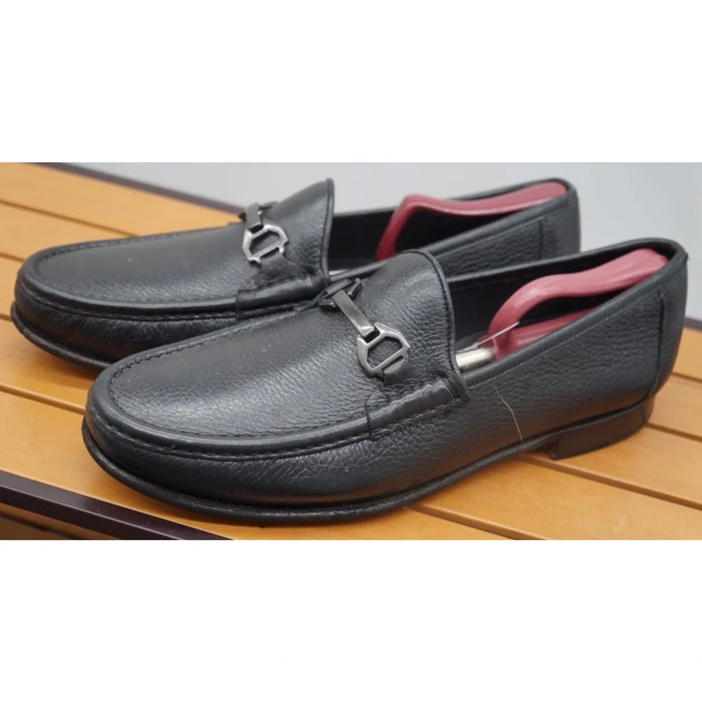 Allen Edmonds Vinci Black Leather Bit Loafers Moccasins Slip On Mens 9.5D Italy